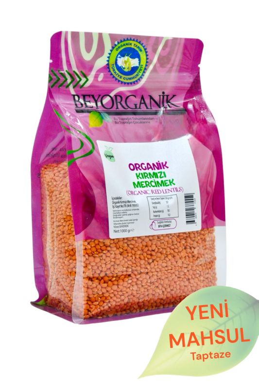 Organik Kırmızı Mercimek 1kg (Pestisit ve Aflatoksin Analizli)