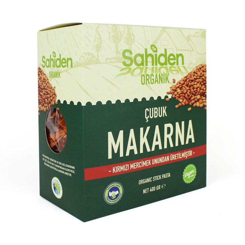 Organik Kırmızı Mercimekli Çubuk Makarna 400 gr
