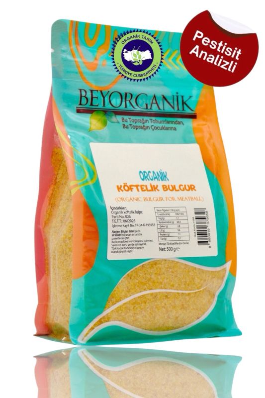 Organik Köftelik Bulgur 500gr (Pestisit ve Aflatoksin Analizli)