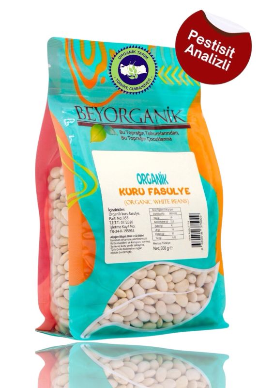Organik Kuru Fasulye 500gr DERMASON (Pestisit ve Aflatoksin Analizli)
