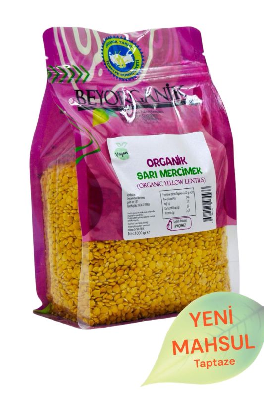 Organik Sarı Mercimek 1kg (Pestisit ve Aflatoksin Analizli)