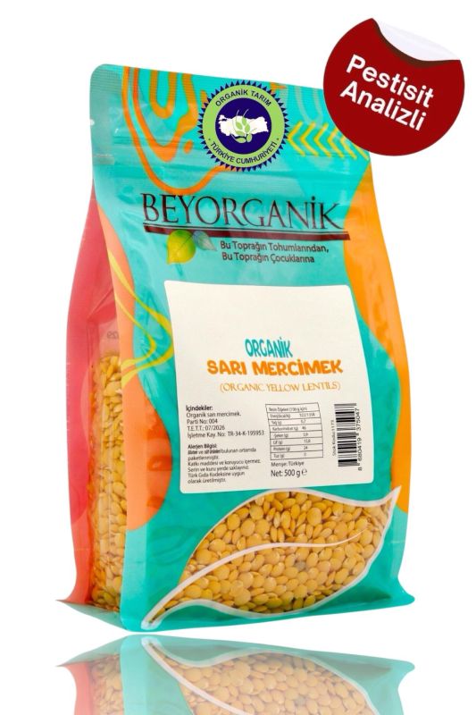 Organik Sarı Mercimek 500gr (Pestisit ve Aflatoksin Analizli)