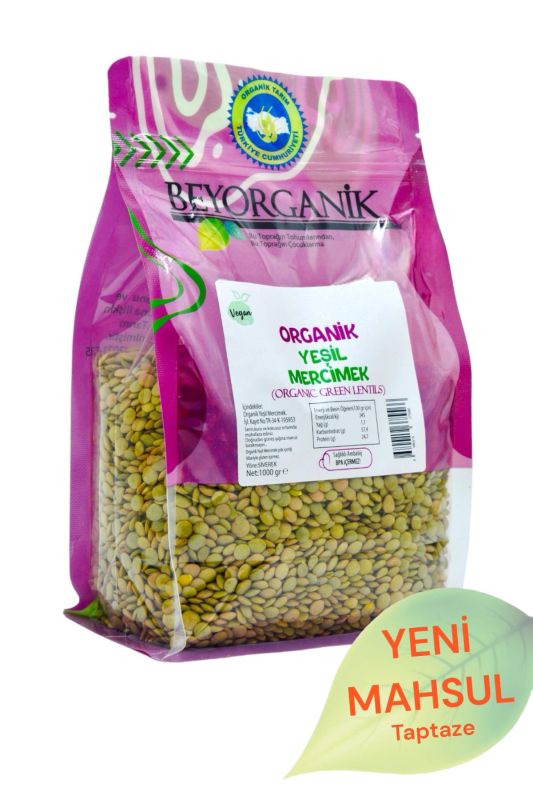 Organik Yeşil Mercimek 1kg (Pestisit ve Aflatoksin Analizli)