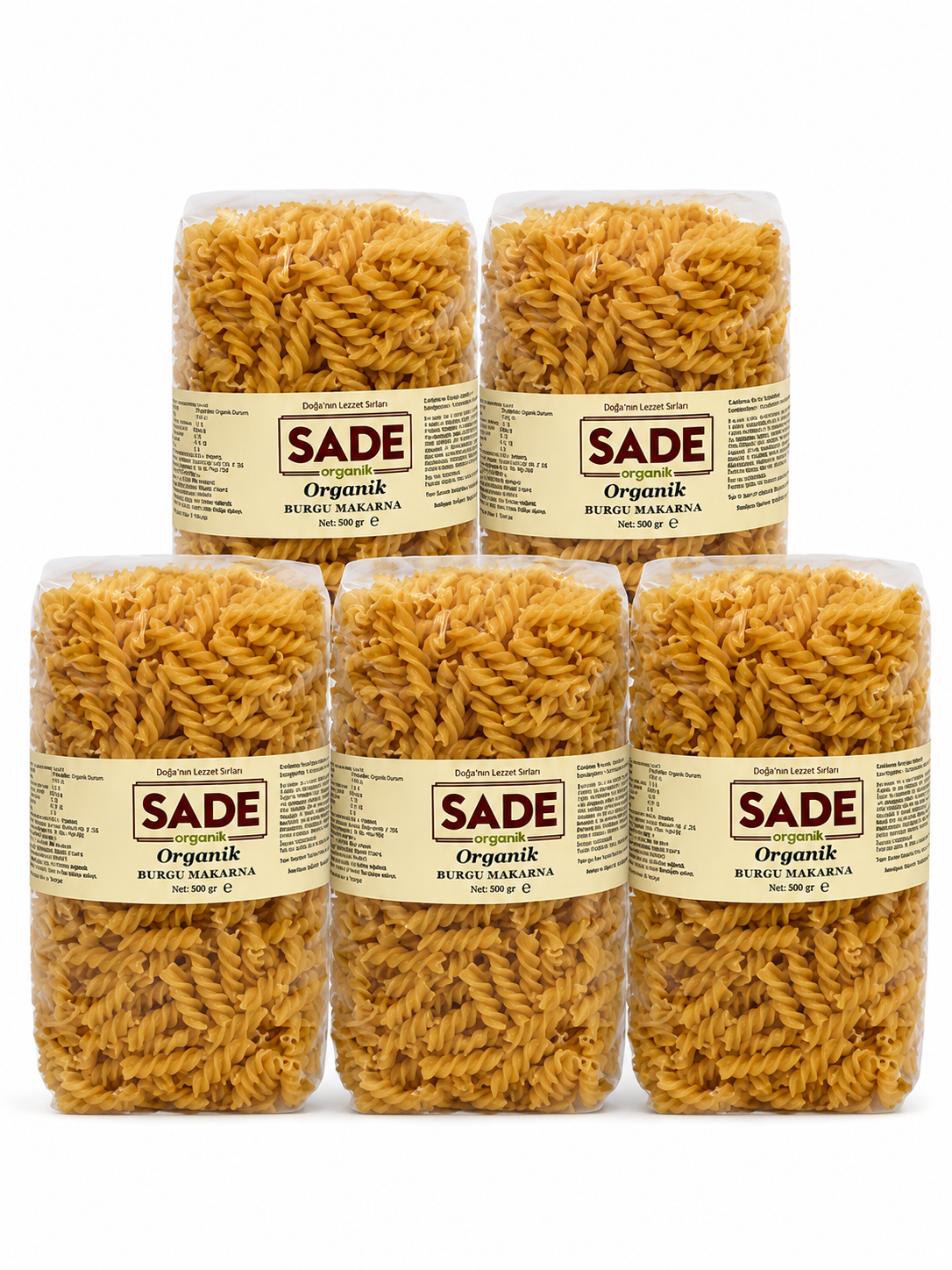 Sade Organik Burgu Makarna 500 gr 5 Li