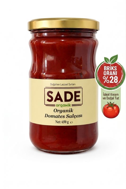 Sade Organik Domates Salçası 650 g.