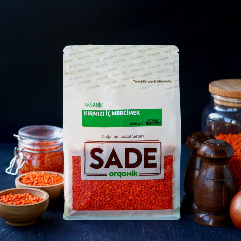 Sade Organik Kırmızı Mercimek 1000 Gr